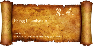 Mingl Ambrus névjegykártya